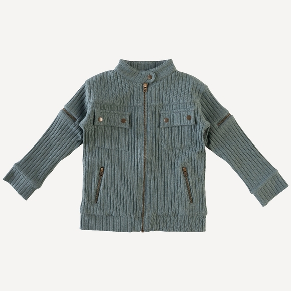 kate quinn Other - NWT 7Y Kate Quinn Long Sleeve Motorcycle Jacket Stormy Weather Blue Wide Rib